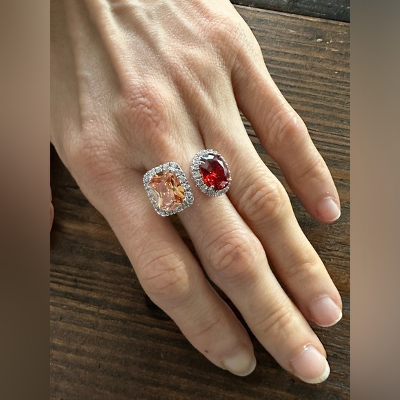 Sterling size 7 double stone ring - Picture 11 of 12